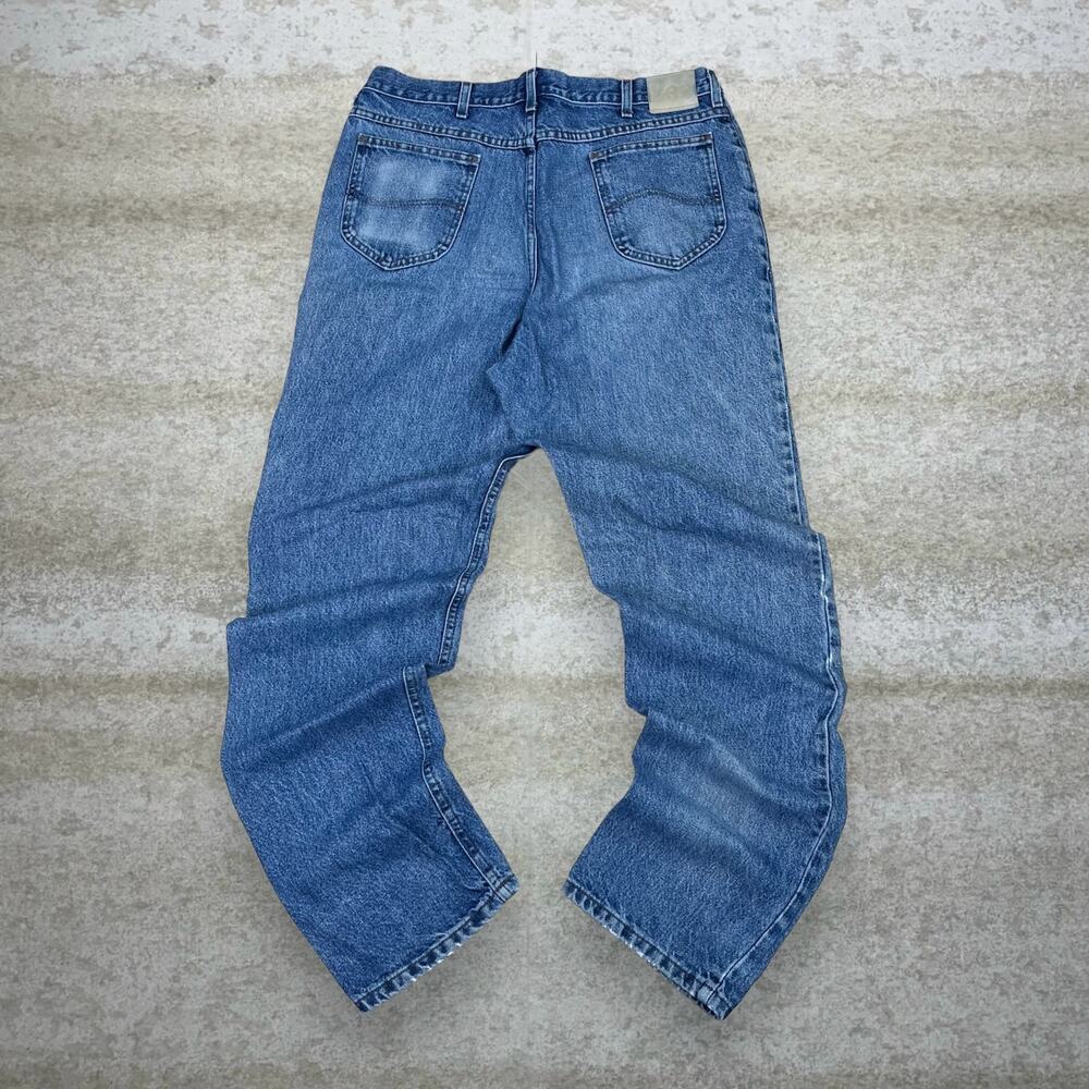 Vintage 90s Lee MR Jeans 36x34 Baggy Wide Leg Fit Medium Wash Denim
